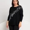Maglia con zig-zag di strass