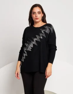 Maglia con zig-zag di strass