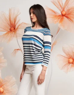 Maglia in lurex jacquard a righe