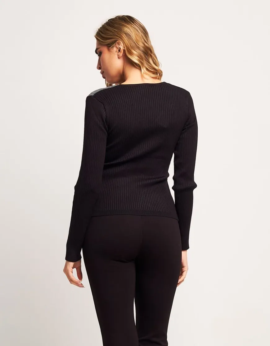 Maglia incrociata con strass