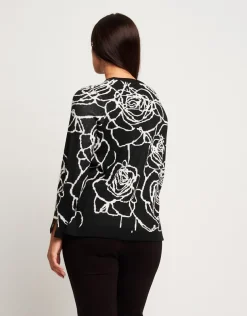 Maglia jacquard con fantasia floreale