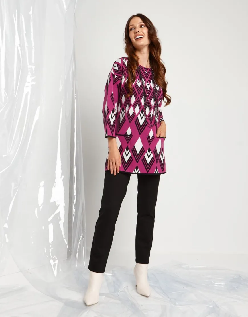 Maglia jacquard con tasche