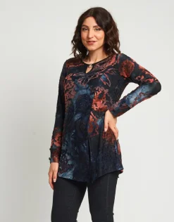 Maglia lunga in dévoré con accessorio