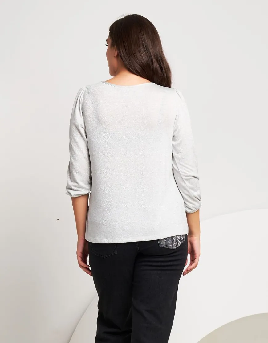 Maglia lurex con gocce e incrocio