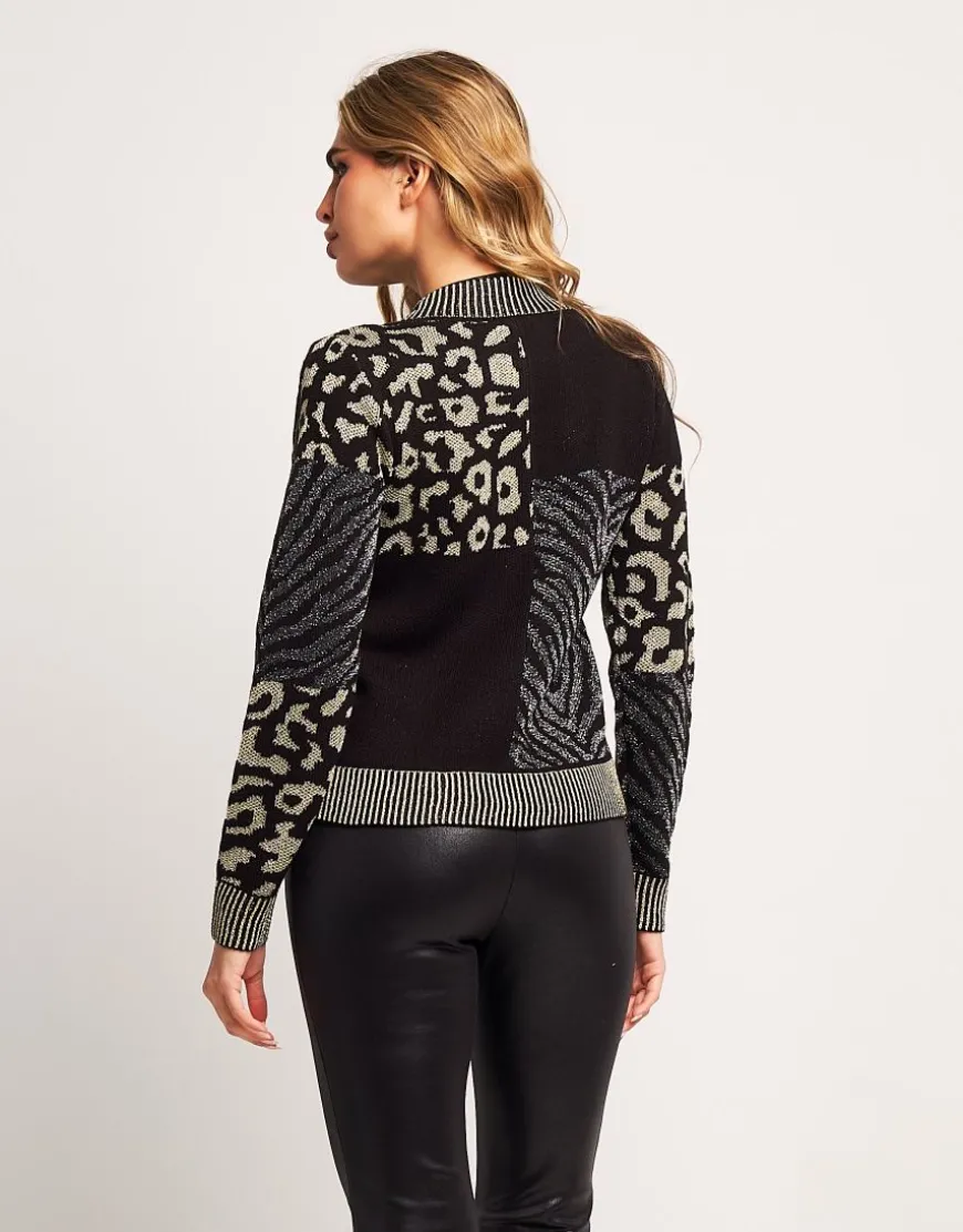 Maglia patchwork animalier