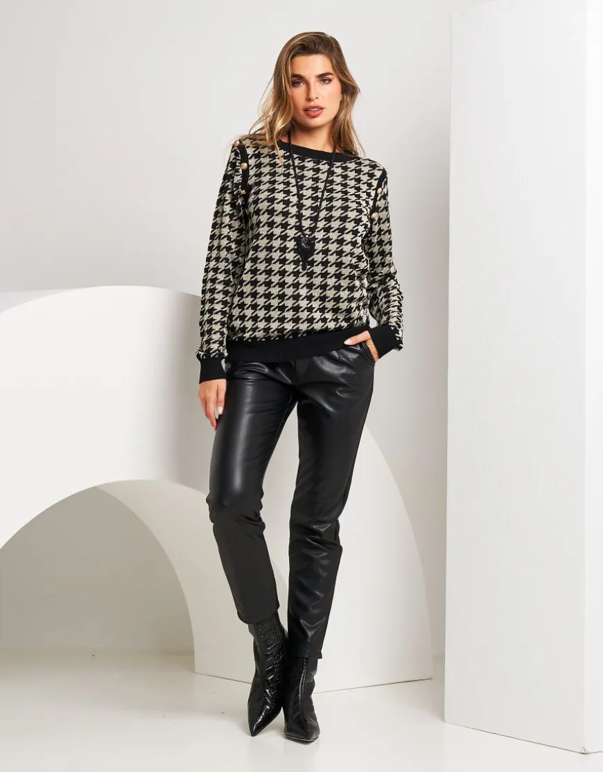 Maglia pied de poule con bottoni
