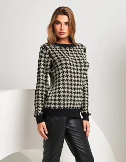 Maglia pied de poule con bottoni