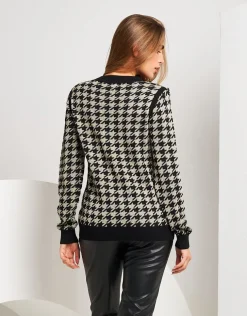 Maglia pied de poule con bottoni