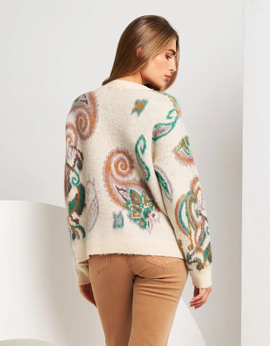 Maglione misto lana con disegno jacquard