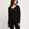 Maglione scollo a V con lurex multicolor
