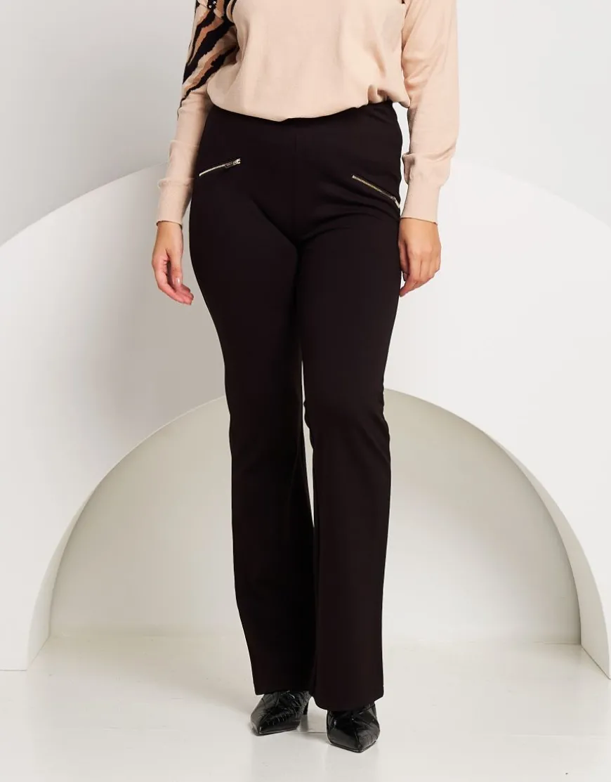 Pantalone a zampa con zip oro