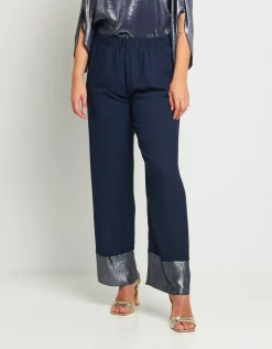 Pantalone blu con bordi laminati