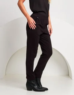Pantalone con elastico e riporti in paillettes