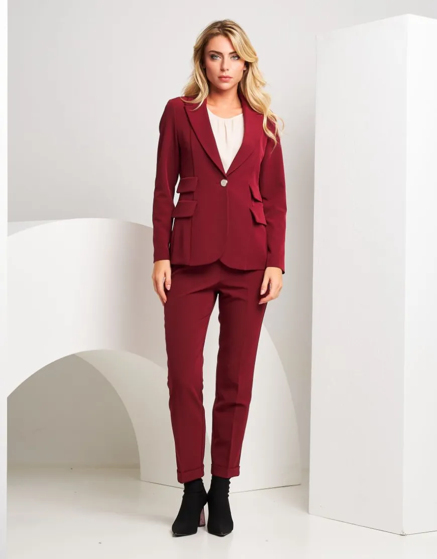Pantalone con elastico in vita e risvolto