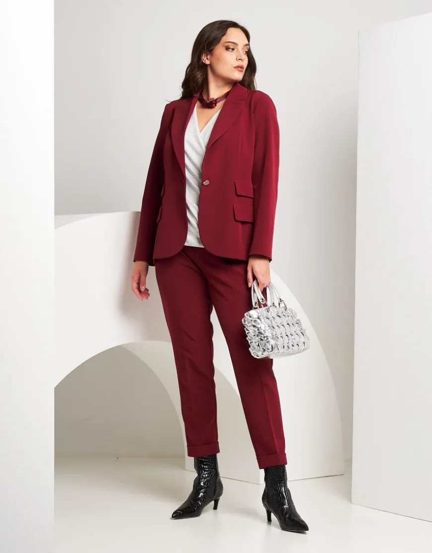 Pantalone con elastico in vita e risvolto