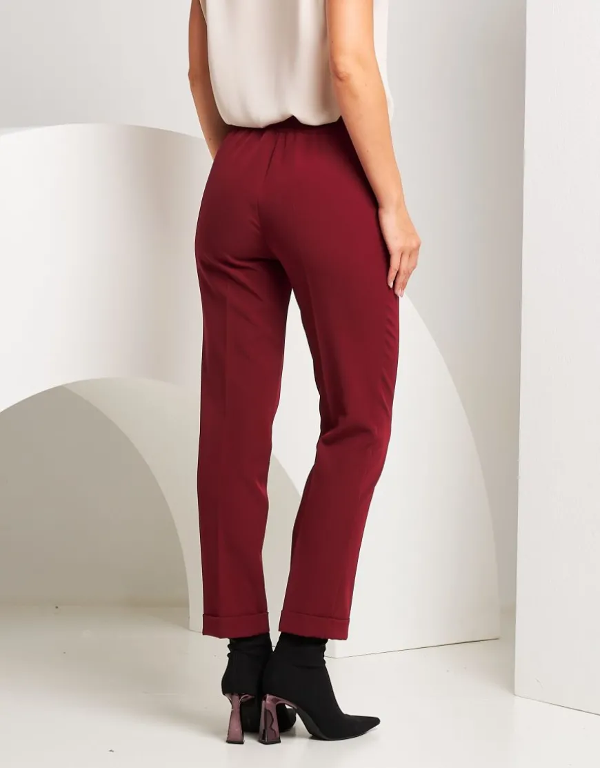 Pantalone con elastico in vita e risvolto