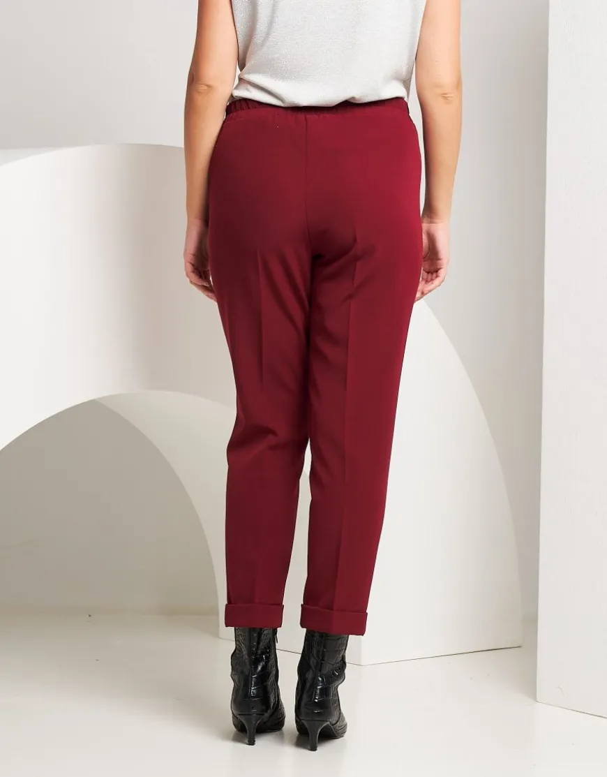 Pantalone con elastico in vita e risvolto