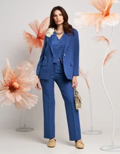 Pantalone dritto in bistretch nuvola