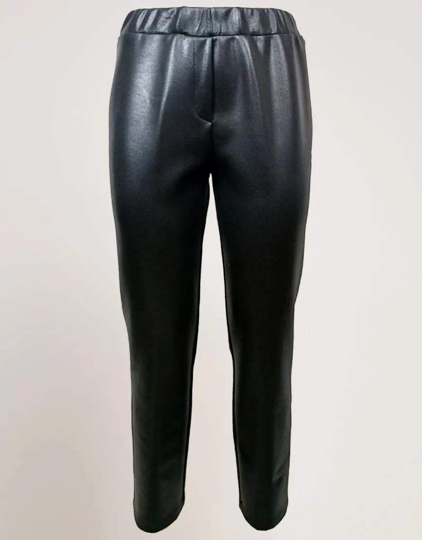 Pantalone effetto ecopelle con cinturino