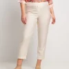 Pantalone effetto mosso con cinturino e risvolto