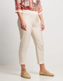 Pantalone effetto mosso con cinturino e risvolto