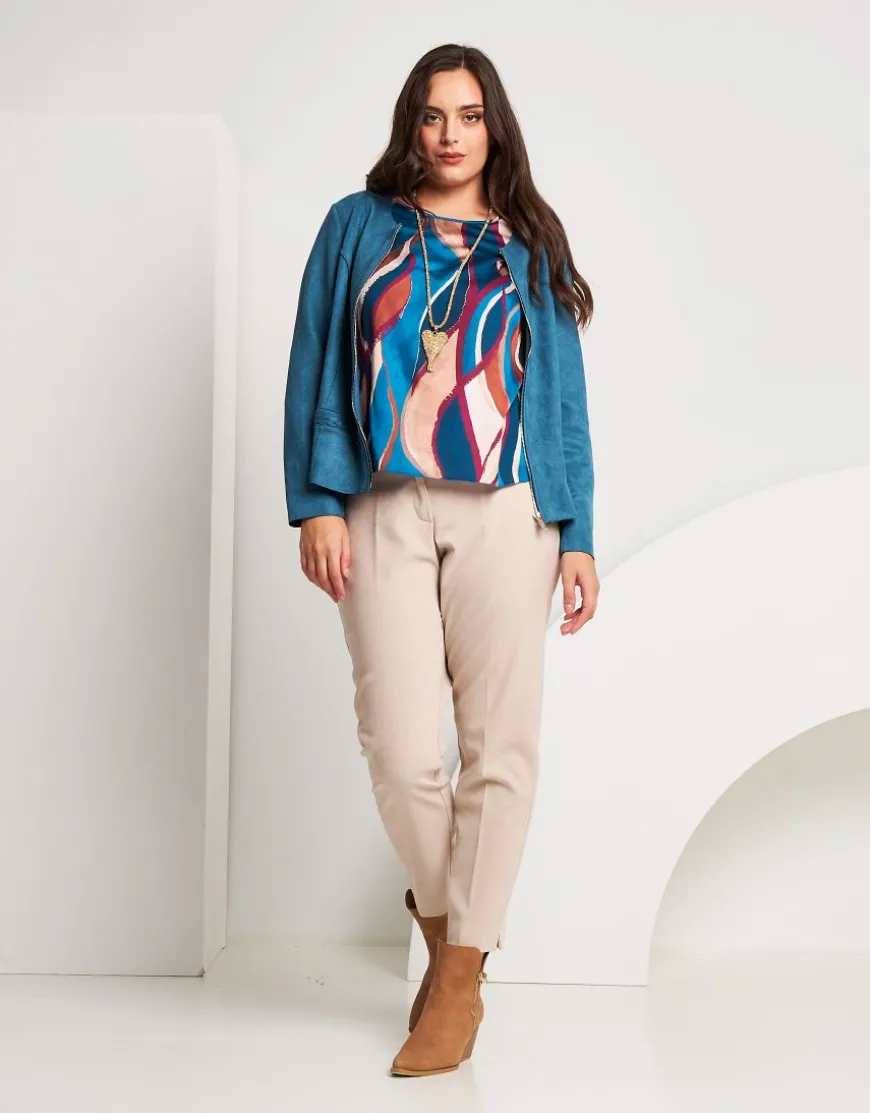 Pantalone effetto velluto con elastico