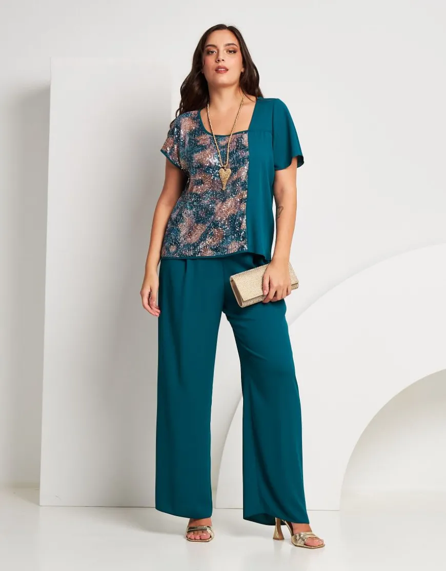 Pantalone gamba dritta smeraldo