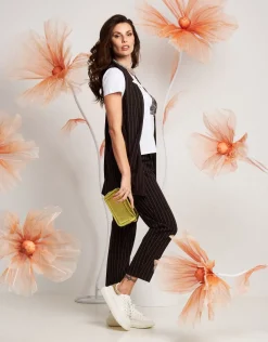 Pantalone gessato con cinturino elastico