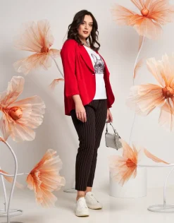 Pantalone gessato con cinturino elastico