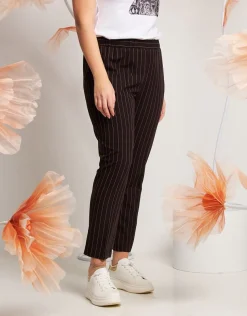 Pantalone gessato con cinturino elastico