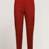 Pantalone gessato con elastico e zip