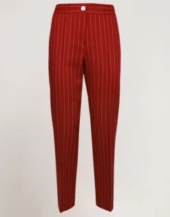 Pantalone gessato con elastico e zip