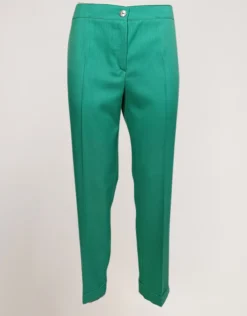 Pantalone in fresco di lana con risvolti e cinturino