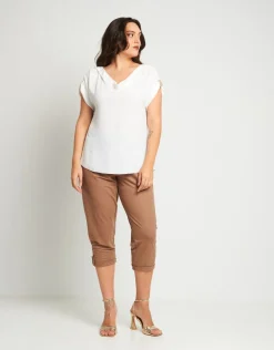 Pantalone in maglia con elastico e risvoltino