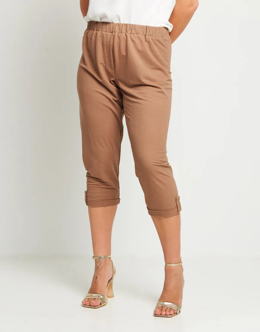 Pantalone in maglia con elastico e risvoltino