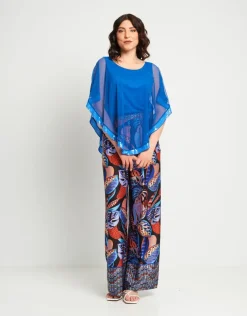 Pantalone in raso fantasia con elastico