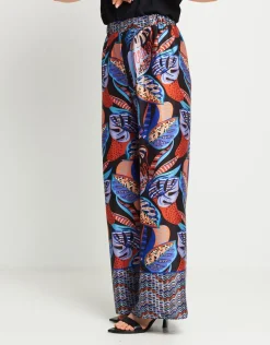 Pantalone in raso fantasia con elastico