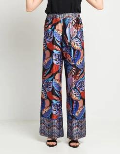 Pantalone in raso fantasia con elastico