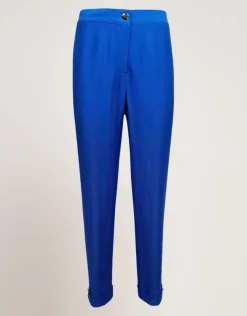 Pantalone in viscosa con risvolto e bottoni
