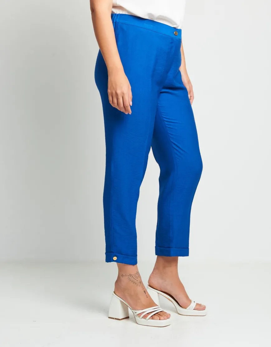 Pantalone in viscosa con risvolto e bottoni
