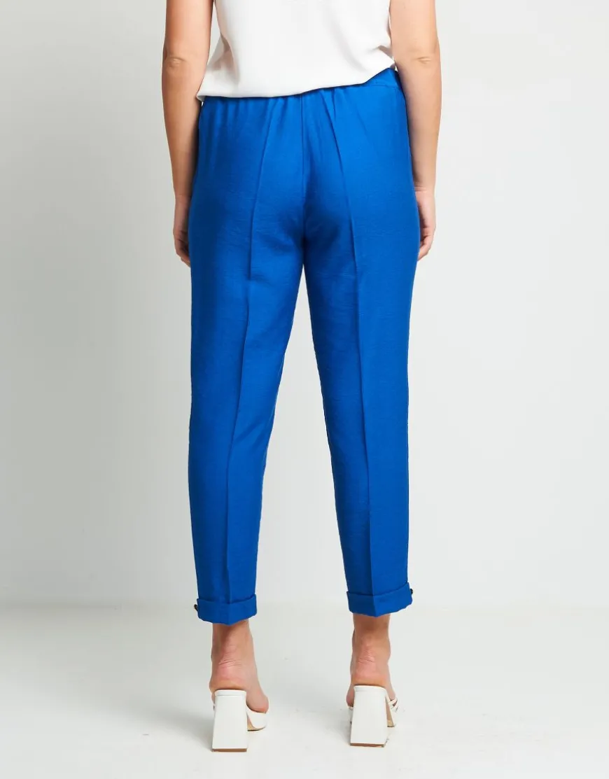 Pantalone in viscosa con risvolto e bottoni