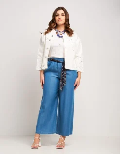 Pantalone largo in denim con tasche