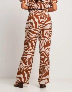 Pantalone largo in viscosa con elastico e coulisse
