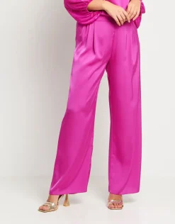 Pantalone palazzo in raso con elastico