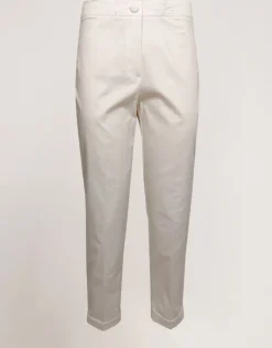 Pantalone stretch con zip e cinturino