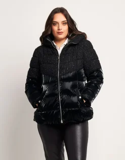 Piumino con inserti bouclé