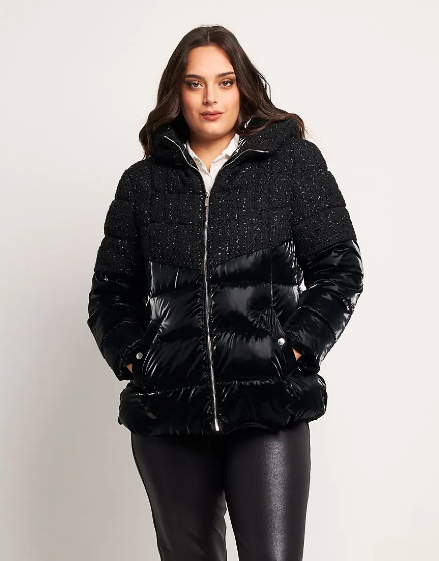 Piumino con inserti bouclé
