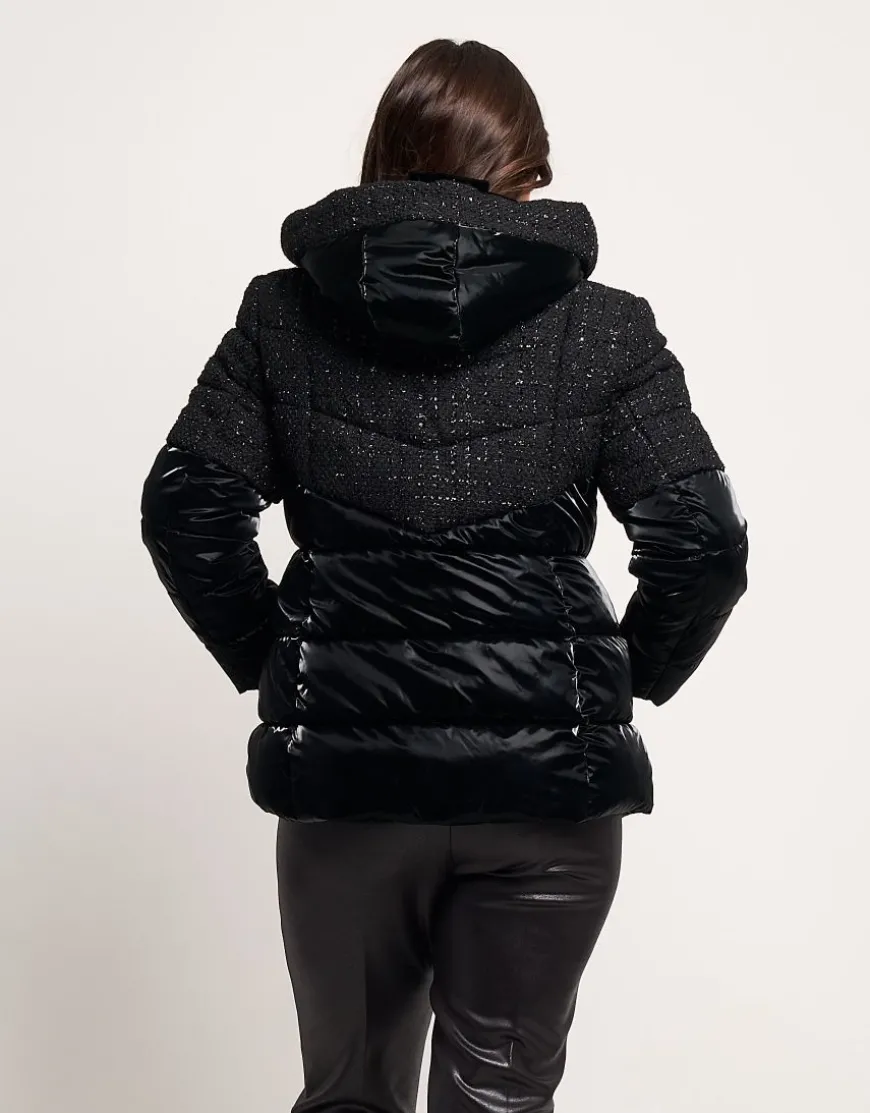 Piumino con inserti bouclé