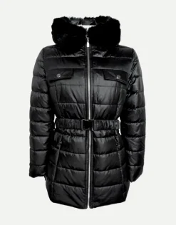 Piumino con zip e cintura