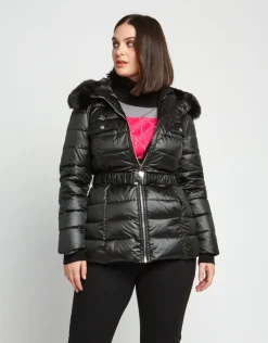 Piumino con zip e cintura